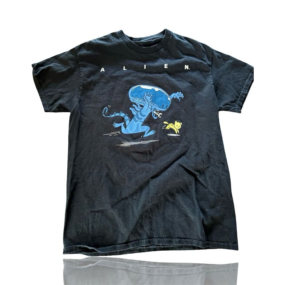 Ripple Junction Men's Alien Cat Chase Graphic Tee Black Size M: Xenomorph